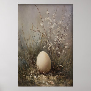 Easter Egg Wildflowers Print, Antique Spring Field Poster