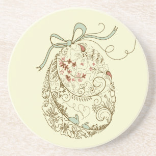 Easter Egg with Floral Elements Coaster