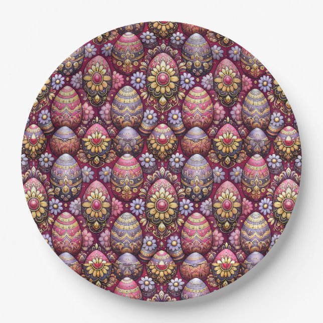 EASTER EGGS 3D ~ Decorated~  Paper Plate (Front)