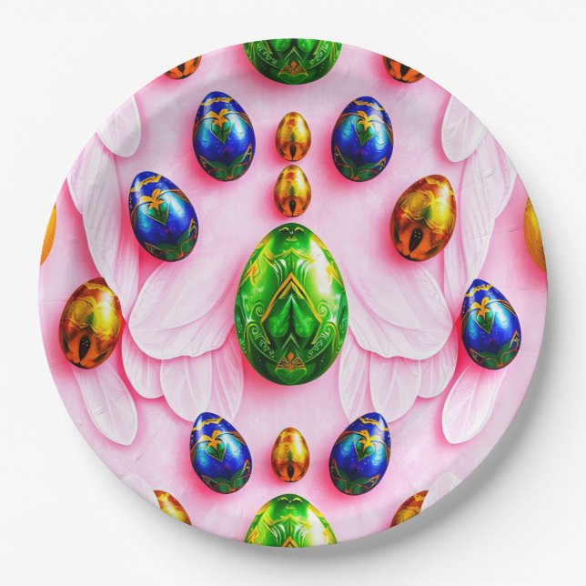 EASTER EGGS 3D ~ Decorated~  Paper Plate (Front)