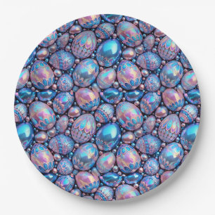 EASTER EGGS 3D ~ Decorated ~ Pink Blue Mauve ~ Paper Plate