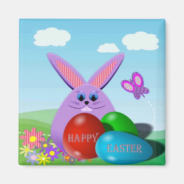 Easter Eggs and Bunny Magnet (Front)