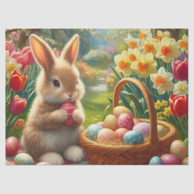 Easter Eggs and Bunny Rabbit Tissue Paper (Front)