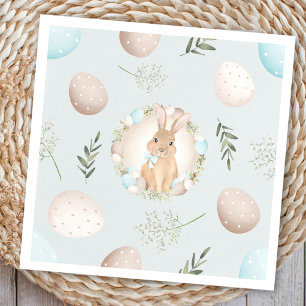 Easter Eggs and Bunny Spring Blue Pastel Napkin
