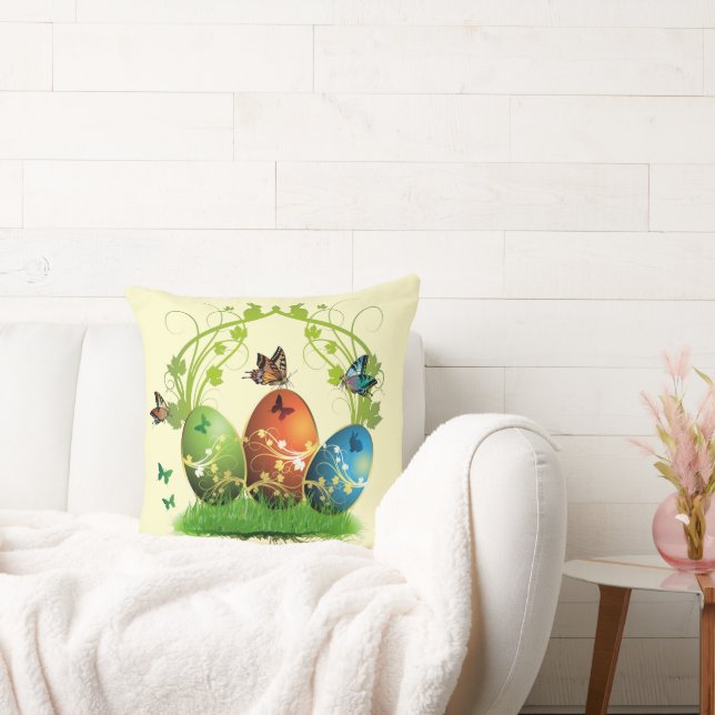 Easter Eggs and Butterflies Cushion (Couch)