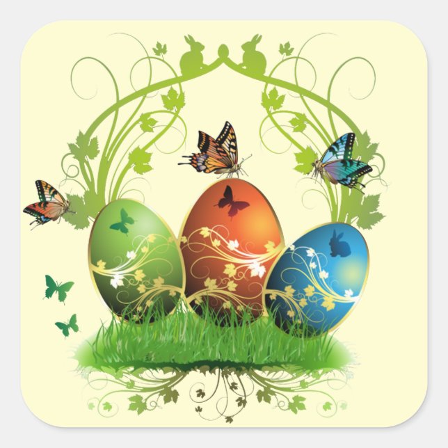 Easter Eggs and Butterflies Sticker (Front)
