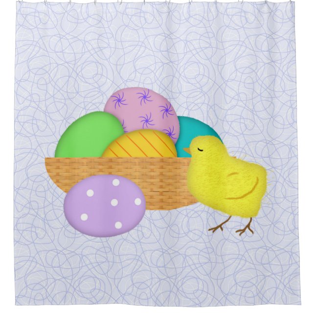 Easter Eggs And Chick Shower Curtain (Front)