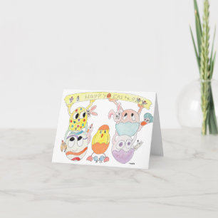 Easter Eggs and Chicks and Bunnies Holiday Card