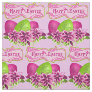 Easter Eggs And Flowers Happy Easter 4.5" Fabric