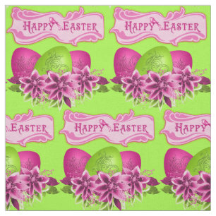 Easter Eggs And Flowers Happy Easter 4.5" Fabric
