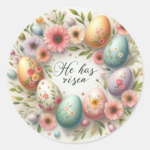 Easter eggs and foliage classic round sticker