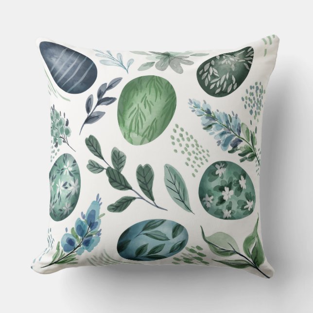 Easter Eggs and Foliage Easter Throw Pillow (Front)
