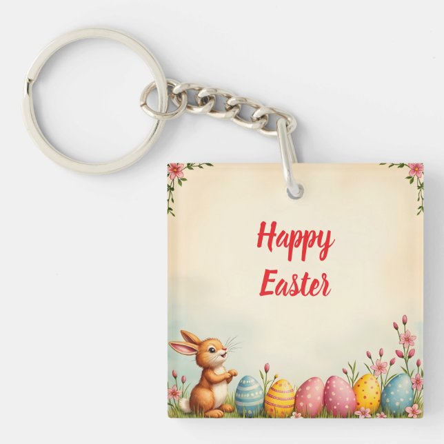 Easter Eggs And Little Rabbit Popular Collection Key Ring (Front)