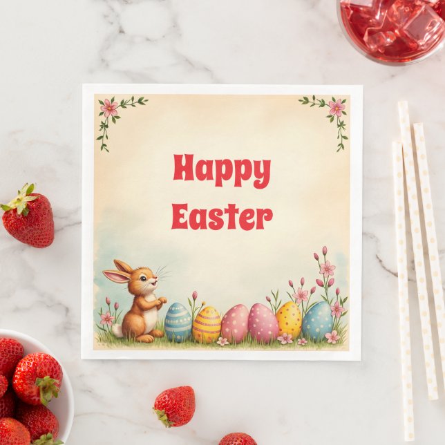 Easter Eggs And Little Rabbit Popular Collection Napkin (Insitu)