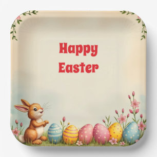 Easter Eggs And Little Rabbit Popular Collection Paper Plate