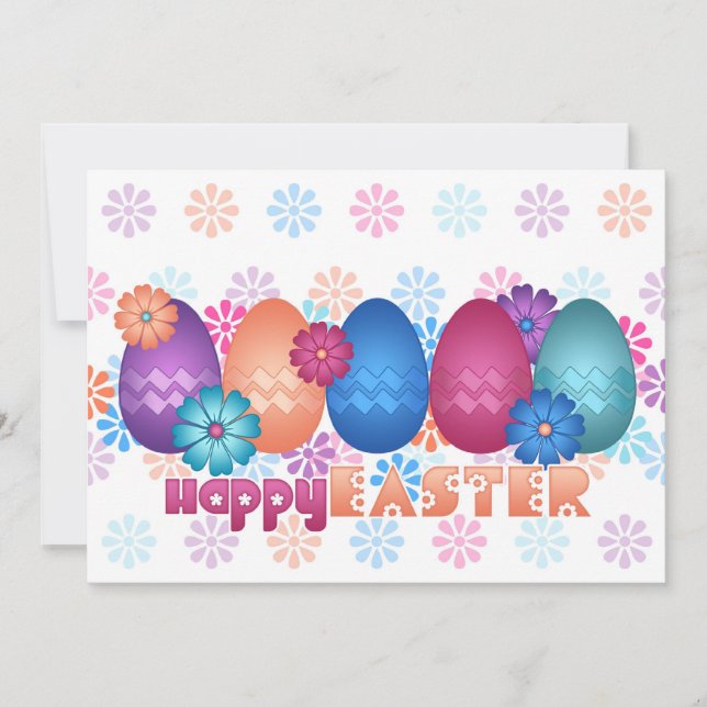 Easter Eggs and Spring Flowers Invitation (Front)