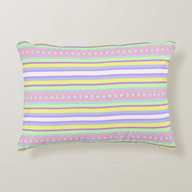 Easter Eggs and Stripes Decorative Cushion (Front)