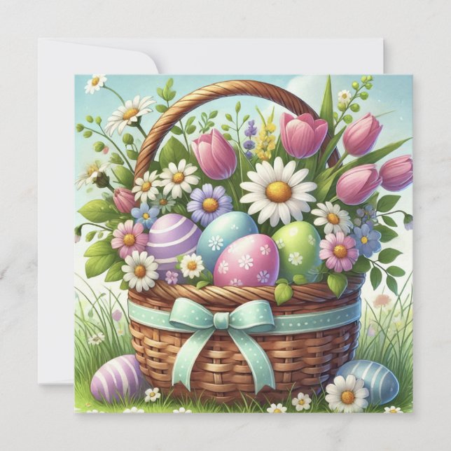 Easter Eggs Basket Invitation (Front)