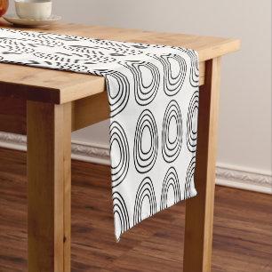 Easter Eggs Black and White Happy Easter Short Table Runner