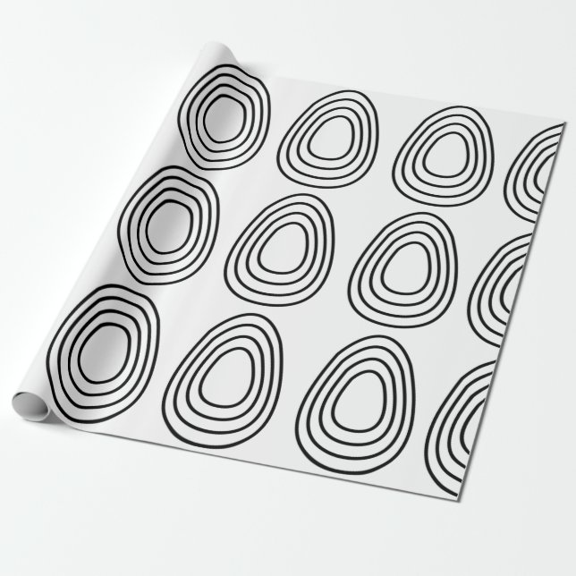 Easter Eggs Black and White Happy Easter Wrapping Paper (Unrolled)