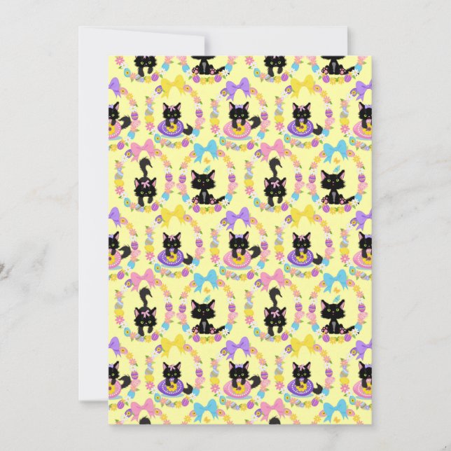 Easter Eggs Black Cat Pattern Pet Animal Lover Invitation (Front)