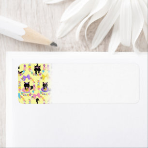 Easter Eggs Black Cat Pattern Pet Animal Lover Return Address Label