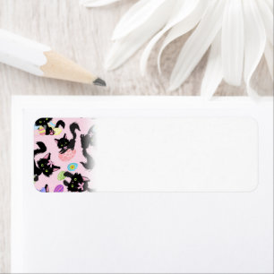 Easter Eggs Black Cat Pet Animal Lover Cat Owner Return Address Label