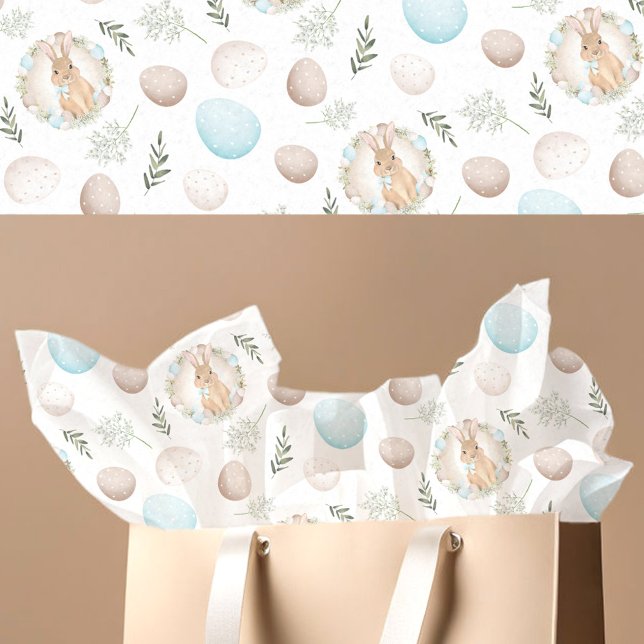 Easter Eggs & Bunny Pattern Pastel White Tissue Paper (Easter Eggs & Bunny Pattern Pastel White Tissue Paper)