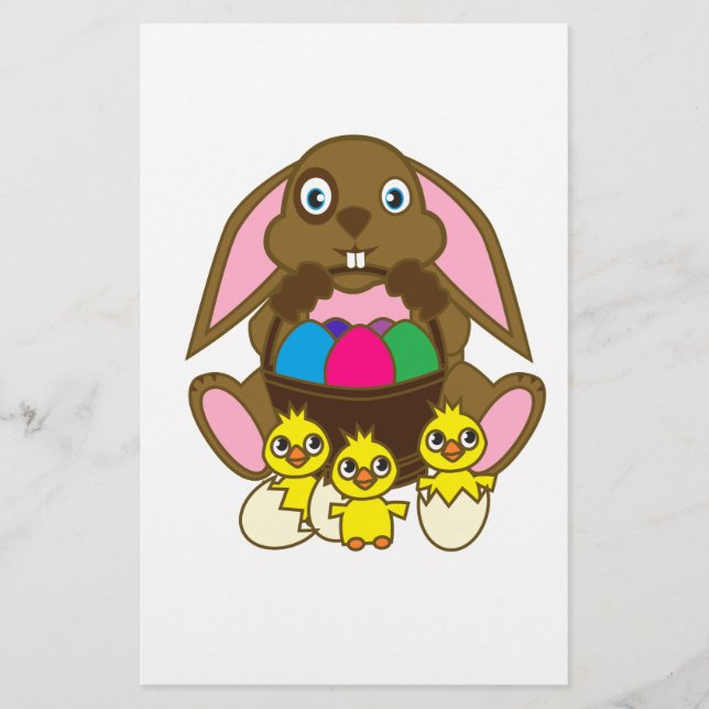 Easter Eggs Bunny Stationery (Front)