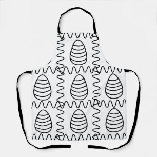 Easter Eggs Chevron Black and White Happy Easter   Apron