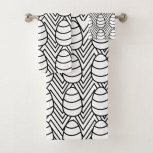 Easter Eggs Chevron Stripes Happy Easter Pattern Bath Towel Set