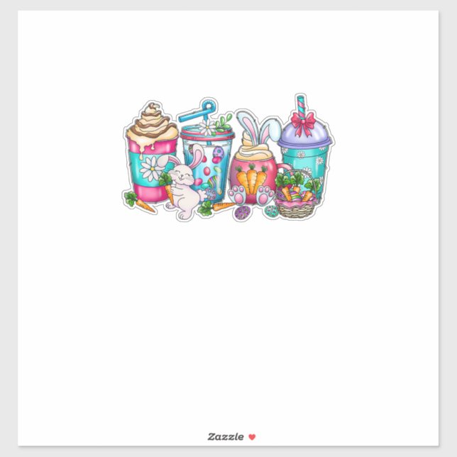 Easter Eggs Coffee Bunny Cups Latte Iced Cream Wom (Sheet)