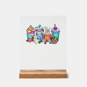 Easter Eggs Coffee Bunny Cups Latte Iced Cream Wom Acrylic Sign