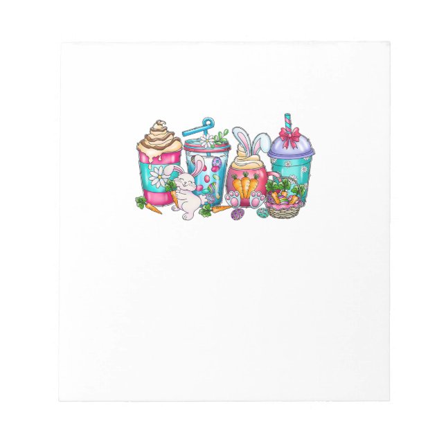 Easter Eggs Coffee Bunny Cups Latte Iced Cream Wom Notepad (Front)