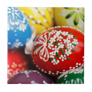 Easter Eggs Colourful Holiday Pattern Spring Art Ceramic Tile