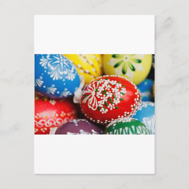 Easter Eggs Colourful Holiday Pattern Spring Art Postcard (Front)