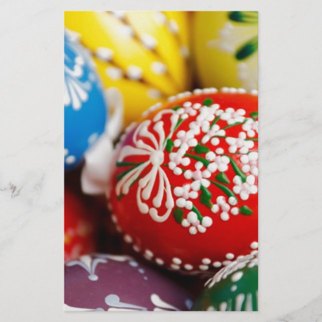 Easter Eggs Colourful Holiday Pattern Spring Art Stationery (Front)