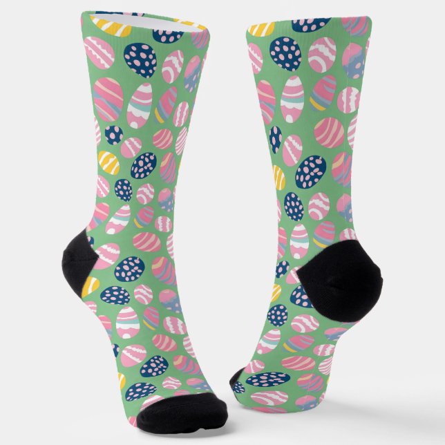 Easter Eggs Colourful Pattern Socks (Angled)