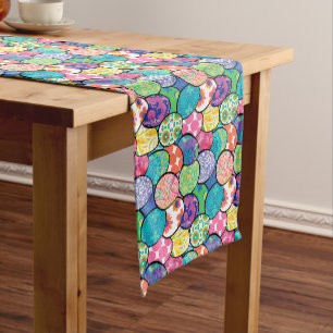 Easter Eggs Colourful Patterns Short Table Runner