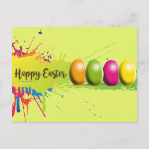 Easter Eggs Colours Splatter Holiday Postcard