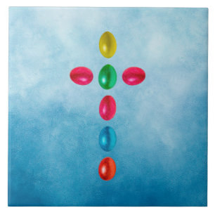 Easter eggs cross ceramic tile