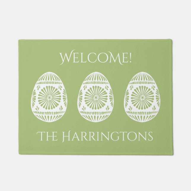 Easter Eggs custom text & colour door mat (Front)