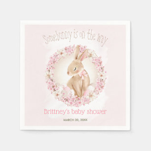 Easter Eggs Cute Bunny Spring Pink Gir Baby Shower Napkin