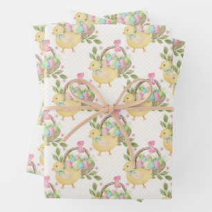 Easter Eggs Cute Chicken Wrapping Paper Sheet