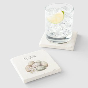 Easter Eggs Daisy Flowers Stone Coaster