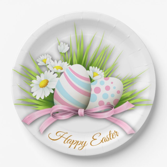 Easter eggs, daisy paper plate (Front)