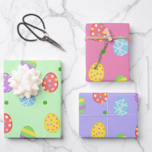 Easter Eggs Design Wrapping Paper Sheets (Front)