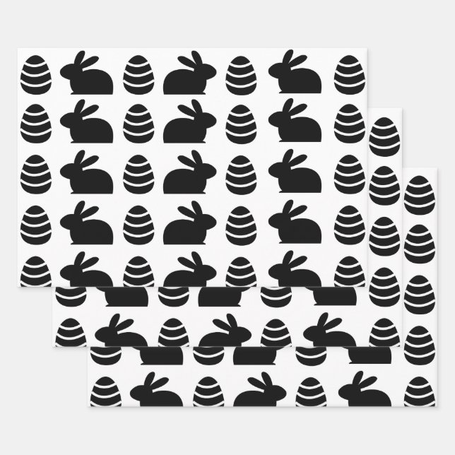 Easter Eggs Easter Bunny Happy Easter Pattern   Wrapping Paper Sheet (Set)