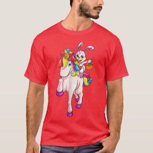 Easter Eggs Easter Day Bunny Riding Unicorn Girls T-Shirt