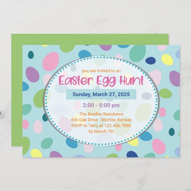 Easter Eggs - Easter Party Invitations (Front/Back)